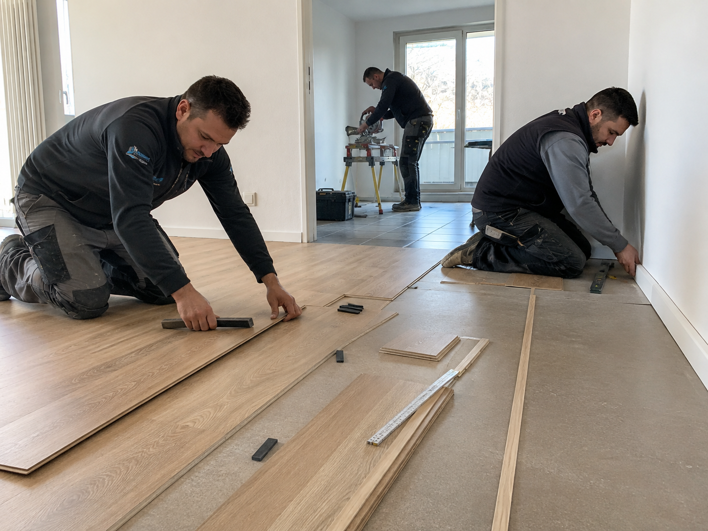 Professionelle Verlegung eines neuen Bodenbelags