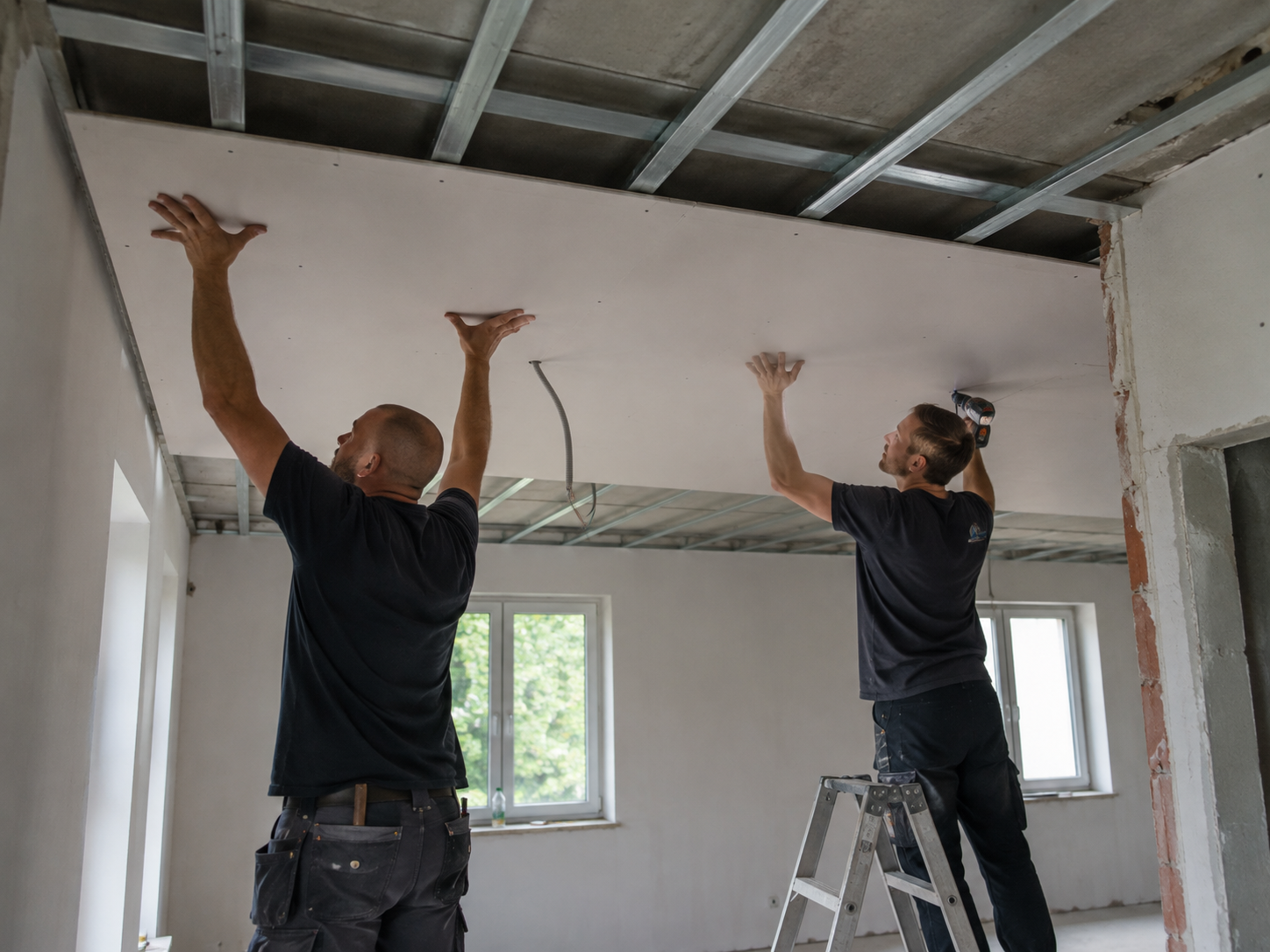 Montage einer abgehängten Trockenbaudecke mit Metall-Unterkonstruktion