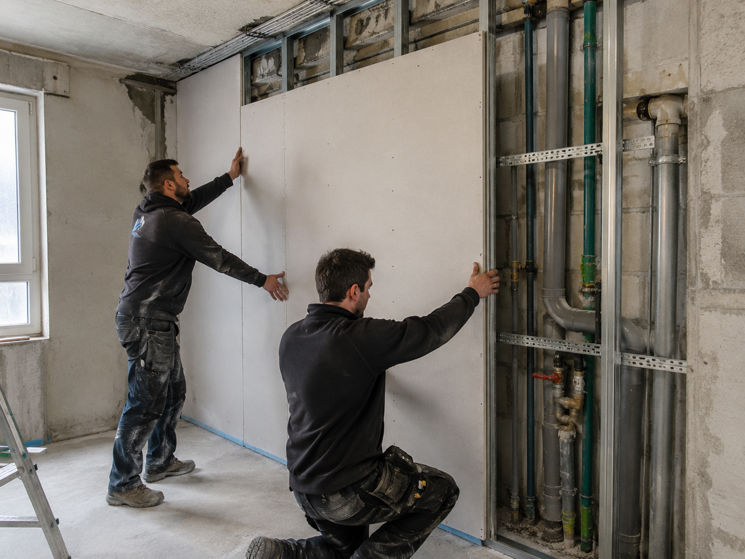 Trockenbau-Vorsatzschale zur Verkleidung von Installationen und unebenen Bestandswänden