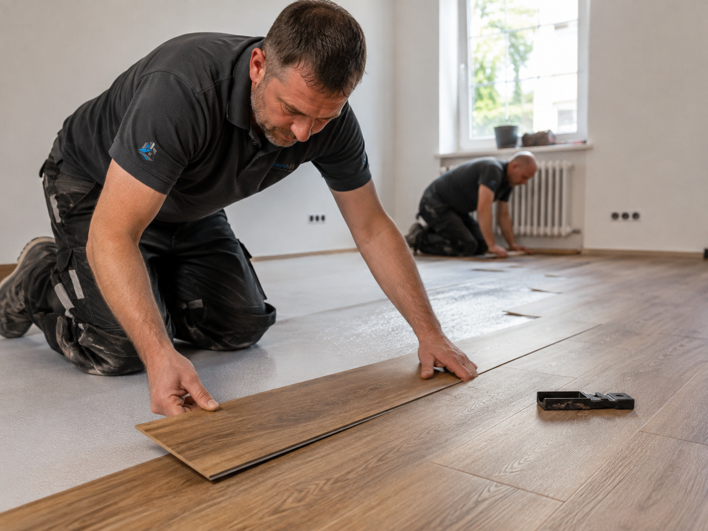 Verlegung von Klick-Vinyl oder Laminat in einem Wohnraum in Bochum