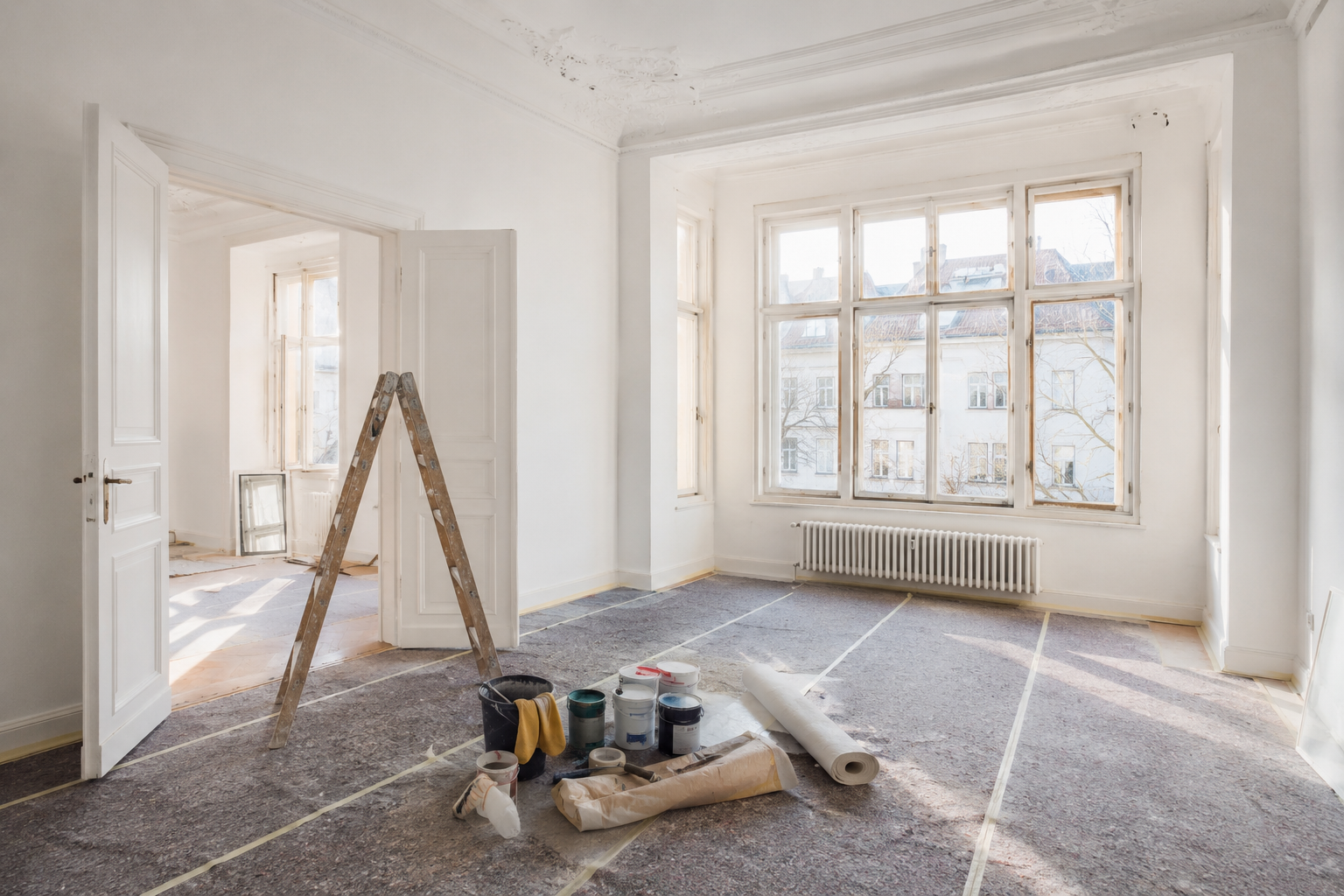 Vorbereitung von Wand- und Deckenflächen für eine Renovierung